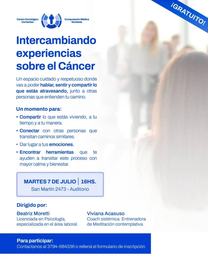 Continúan los encuentros gratuitos de apoyo emocional en el Centro Oncológico Corrientes