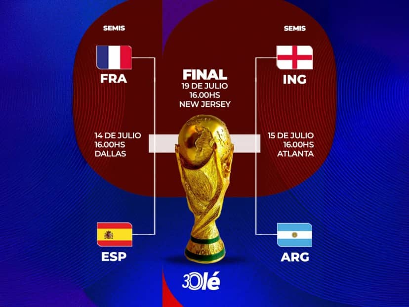 Con el picante Argentina-Inglaterra, estas son las semifinales del Mundial