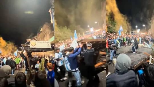 Mundial: festejando el triunfo, entrerrianos se subieron al techo de un bar "y se fueron al descenso"