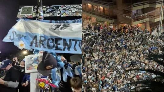 El santuario en Segurola y Habana que armaron los hinchas antes del triunfo de Argentina ante Inglaterra