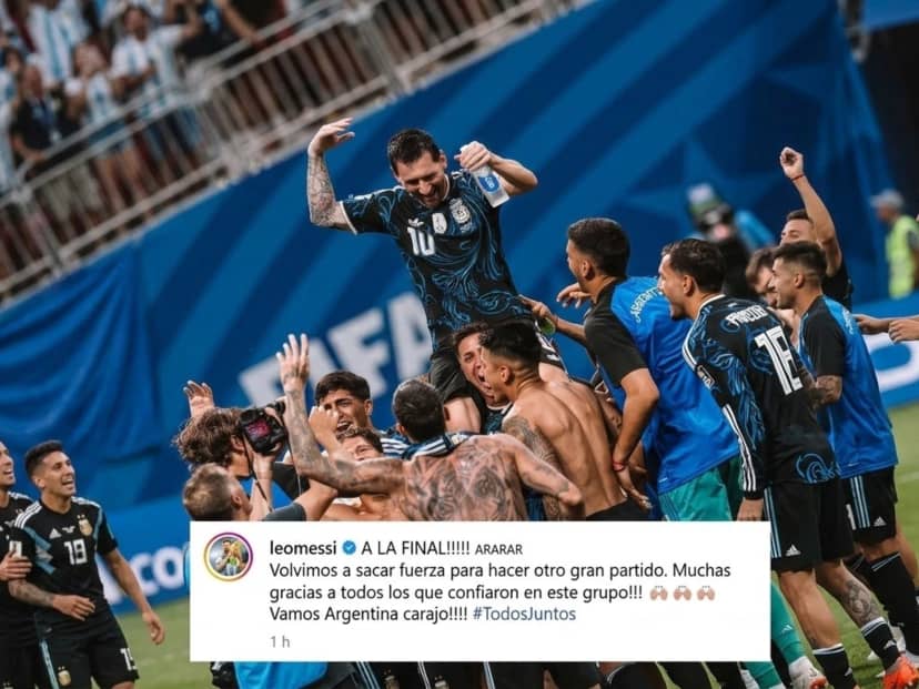 El posteo de Messi y las respuestas emotivas de Di María, Colapinto y Lisandro Martínez