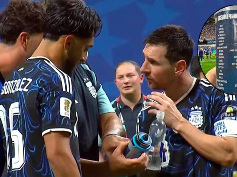 La viral reacción de Messi y los jugadores de la Selección por la botella de Pickford con el machete para los penales: qué decía de cada uno