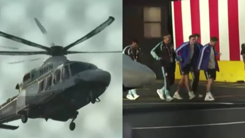 En helicóptero: así llegaron Messi, Scaloni y Dibu Martínez a la conferencia previa a la final - TyC Sports