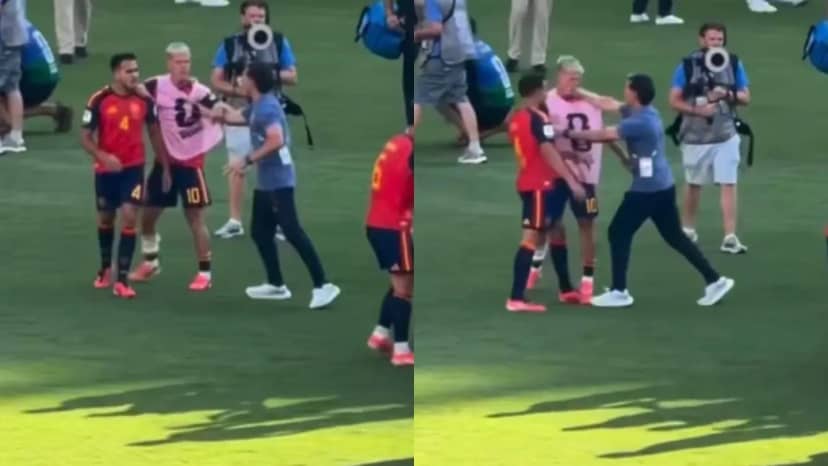 Un ayudante de Scaloni en Argentina le pegó una trompada en la cara a Dani Olmo en los festejos de España - TyC Sports