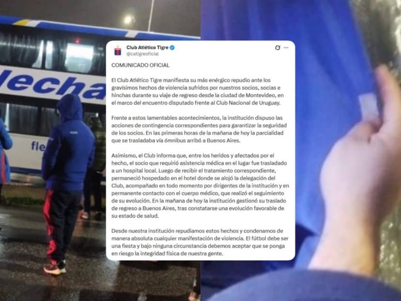 El duro comunicado de Tigre tras el ataque a balazos que sufrieron sus hinchas en Uruguay