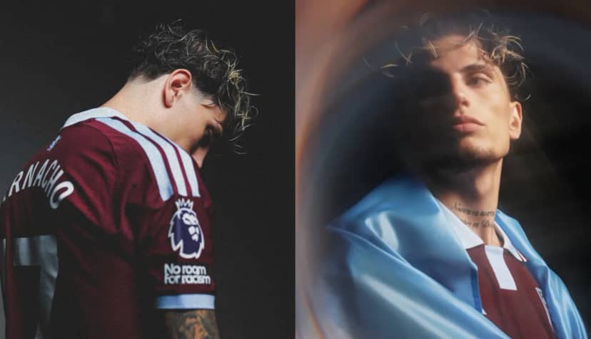 Garnacho se presentó en Aston Villa y posó con la bandera argentina
