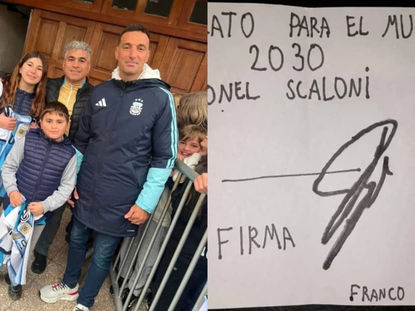Scaloni 2030: el simpático contrato que un nene le hizo firmar al DT en Pujato