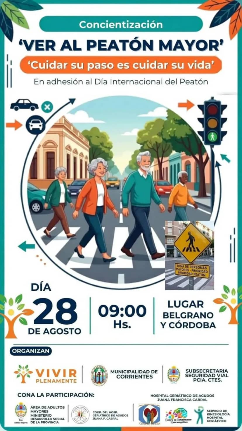 Presentan señalética adaptada para priorizar al peatón mayor en Corrientes