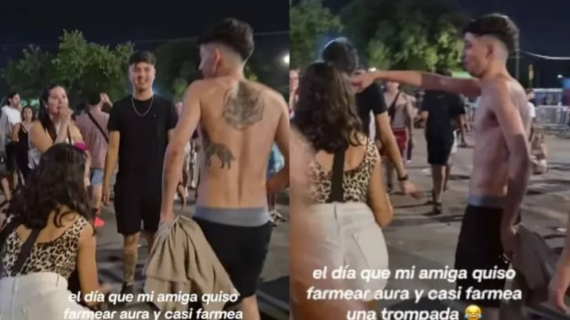 Quiso farmear aura con un chico, apareció la novia y se pudrió todo