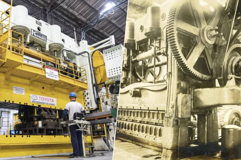 Toyota compró una prensa Komatsu de 700 toneladas cuando Toyota ni existía. Con 90 años y 13.000 kilómetros recorridos ha vuelto a ponerse en marcha
