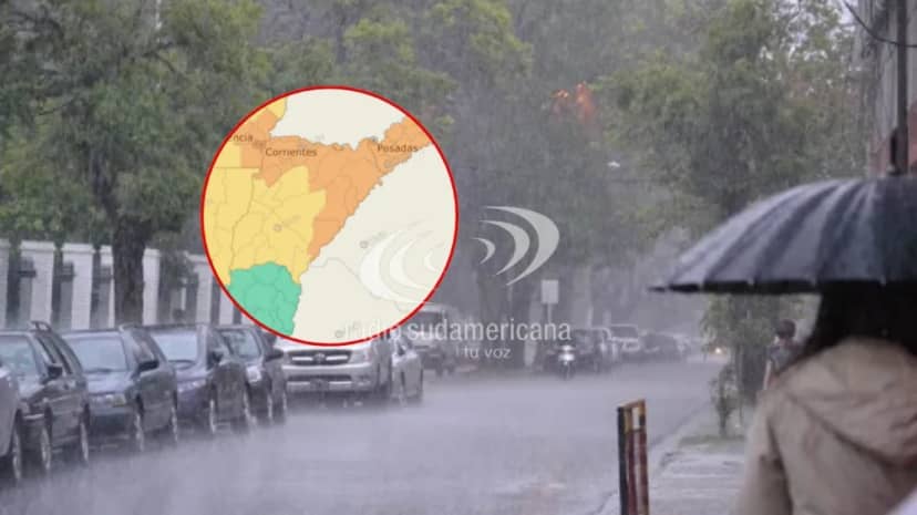 Corrientes: doble alerta por tormentas fuertes para el sábado