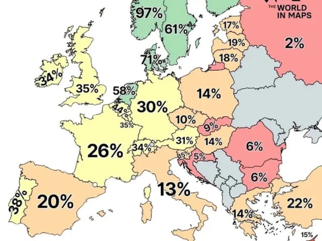 Las ventas de coches eléctricos en Europa, en un revelador mapa con una península que arrasa. Spoiler: no es la Ibérica