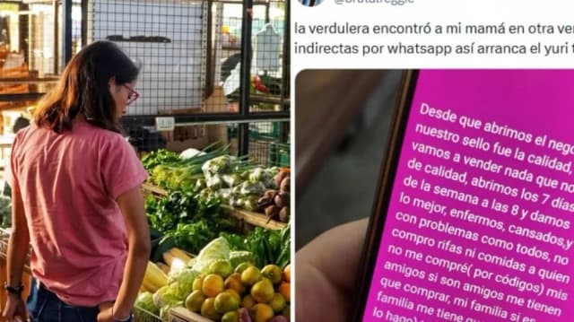 Vio a su clienta comprar en otra verdulería y le dedicó un fulminante mensaje