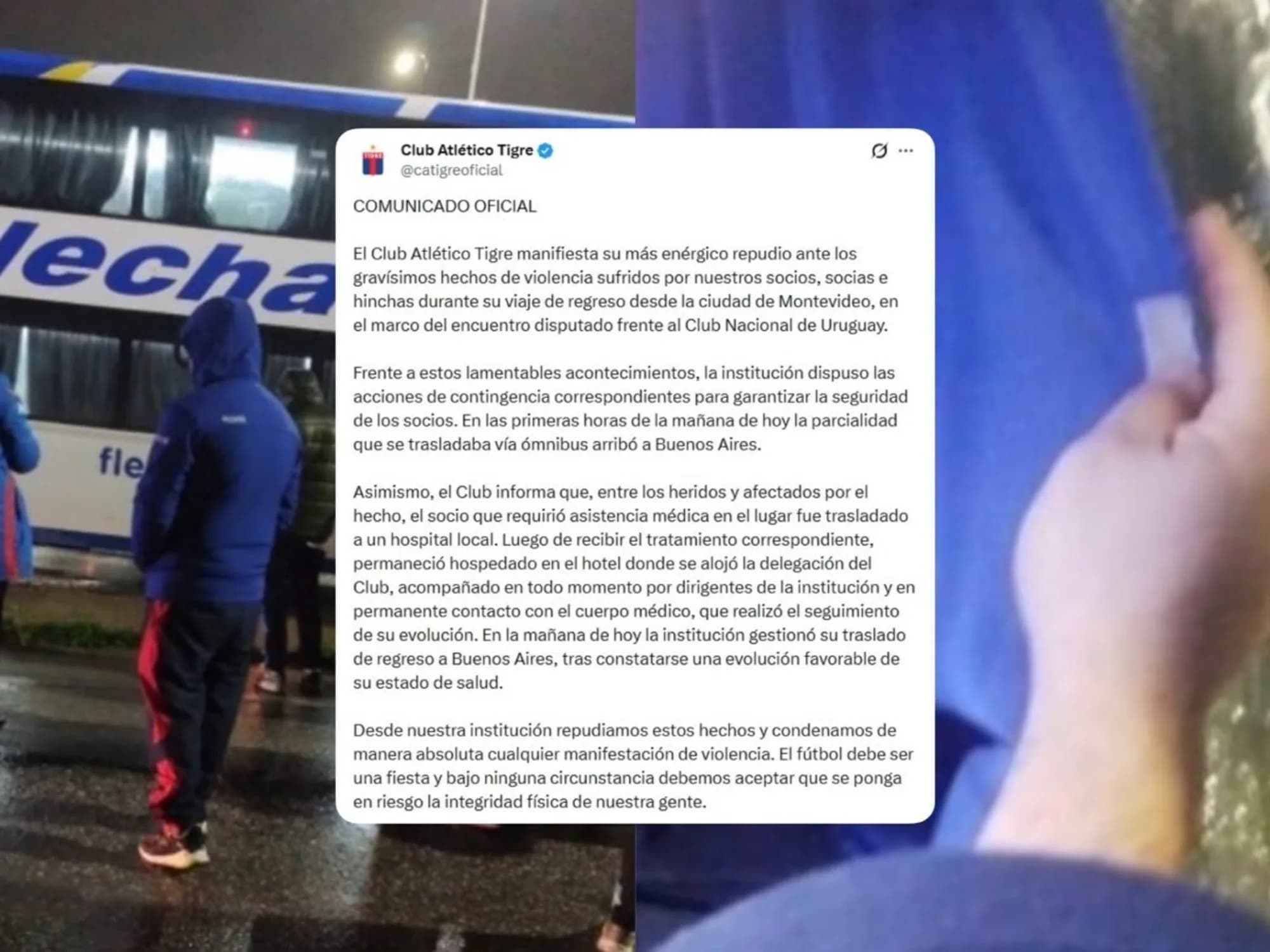 El duro comunicado de Tigre tras el ataque a balazos que sufrieron sus hinchas en Uruguay