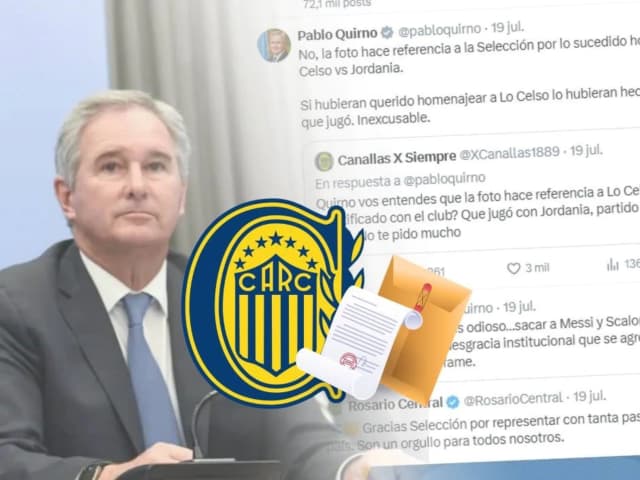 Rosario Central arremetió e intimó al canciller Quirno: "Deshonra el cargo que ocupa..."