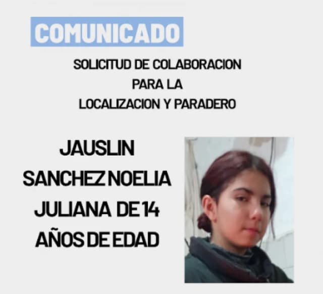 Buscan a una adolescente de 14 años que se ausentó de su hogar