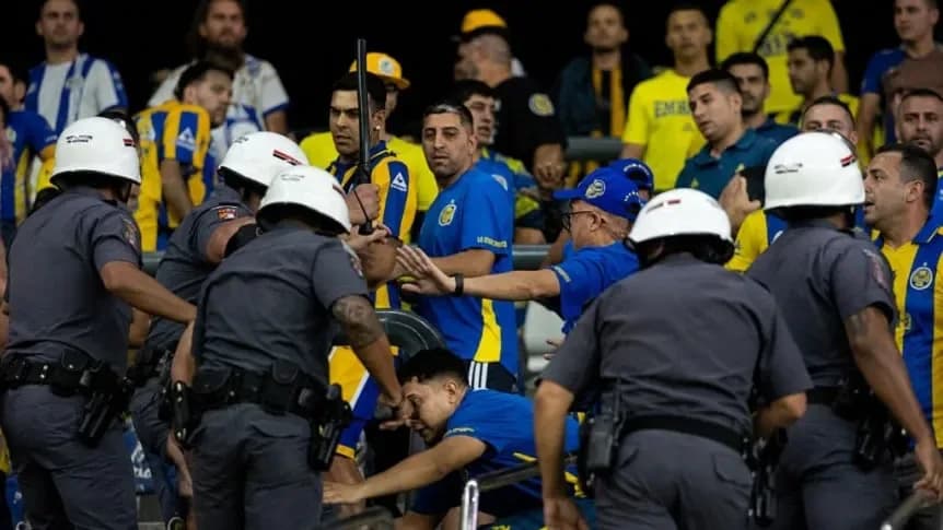 Disturbios y represión salvaje de la policía brasileña a los hinchas de Central: hay nueve detenidos - TyC Sports