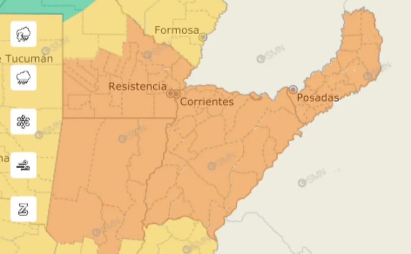 Alerta naranja en Corrientes: prevén tormentas y abundante lluvia