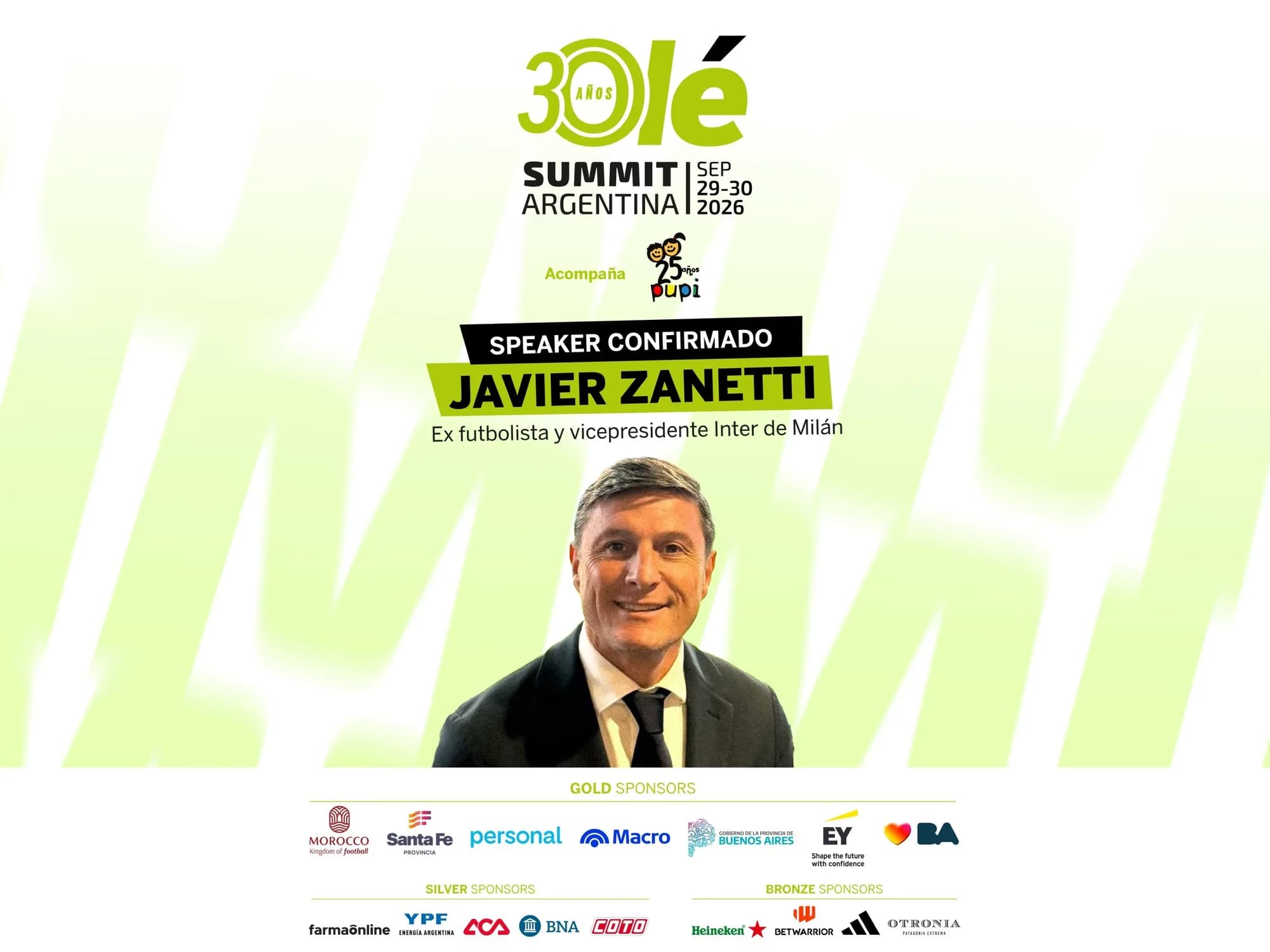 Javier Zanetti, un lujazo del Olé Summit 2026