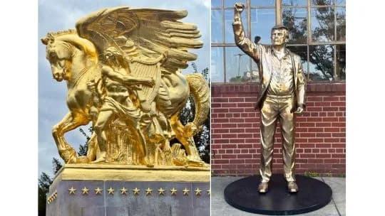 Cómo es el fenómeno de las estatuas de oro que promueve Donald Trump