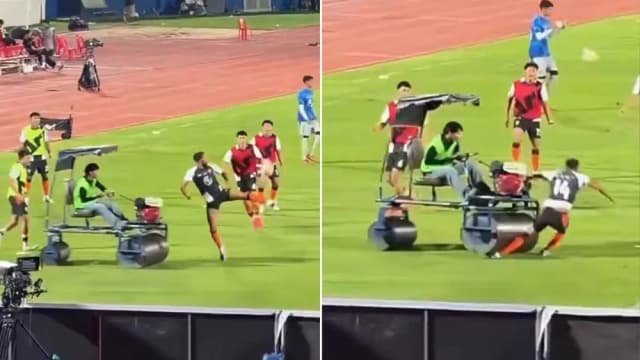 Aplanadora de césped atropelló a futbolista que hacía entrada en calor