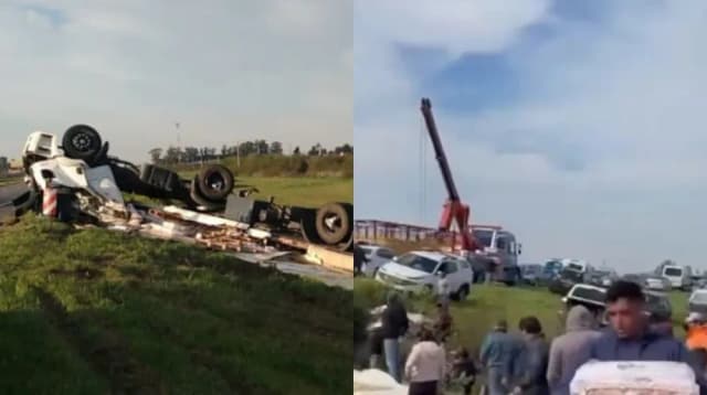 Entre Ríos: volcó un camión en la Ruta 14 y vecinos saquearon la carga