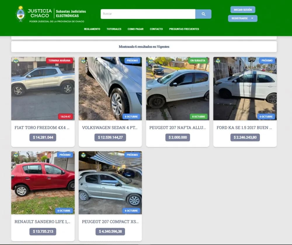 Chaco rematará seis vehículos a través de una subasta electrónica