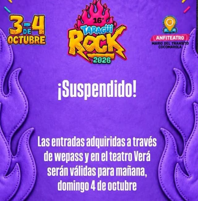 Se suspendió la primera noche del Taragüí Rock por la lluvia