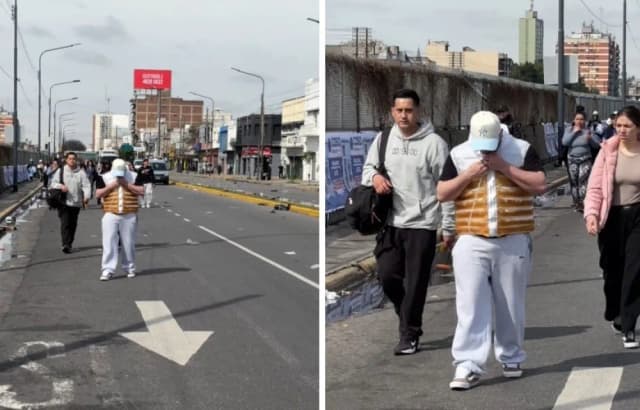 Viral: peregrino caminó hasta Luján con un chaleco lleno de cerveza