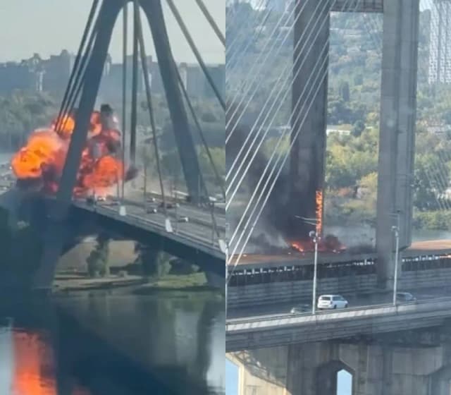 Dron ruso atacó un puente en Kiev durante la visita de canciller alemán