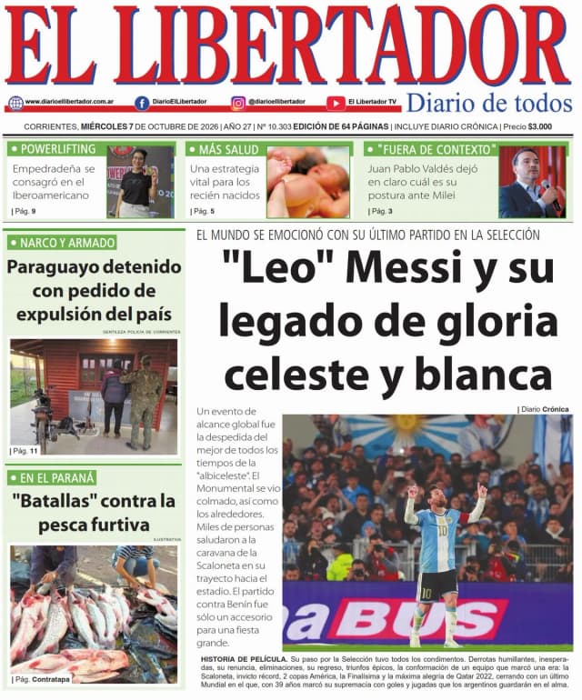 Tapa y Contratapa 7 de octubre de 2026