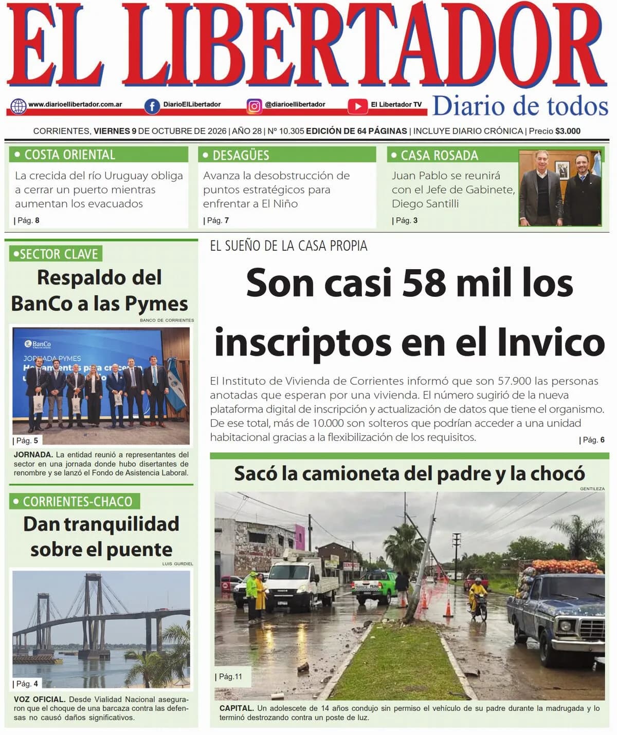 Tapa y Contratapa 9 de octubre de 2026