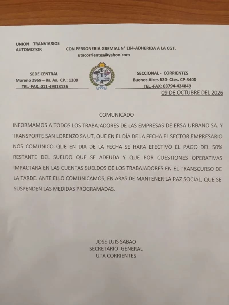 Se suspendió el paro de colectivos tras el pago de haberes