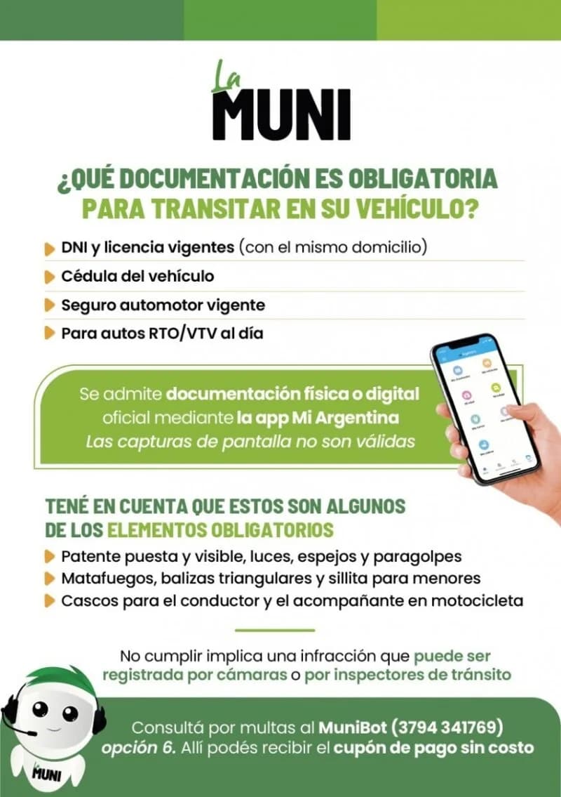 Controles de tránsito: qué documentación y elementos son obligatorios