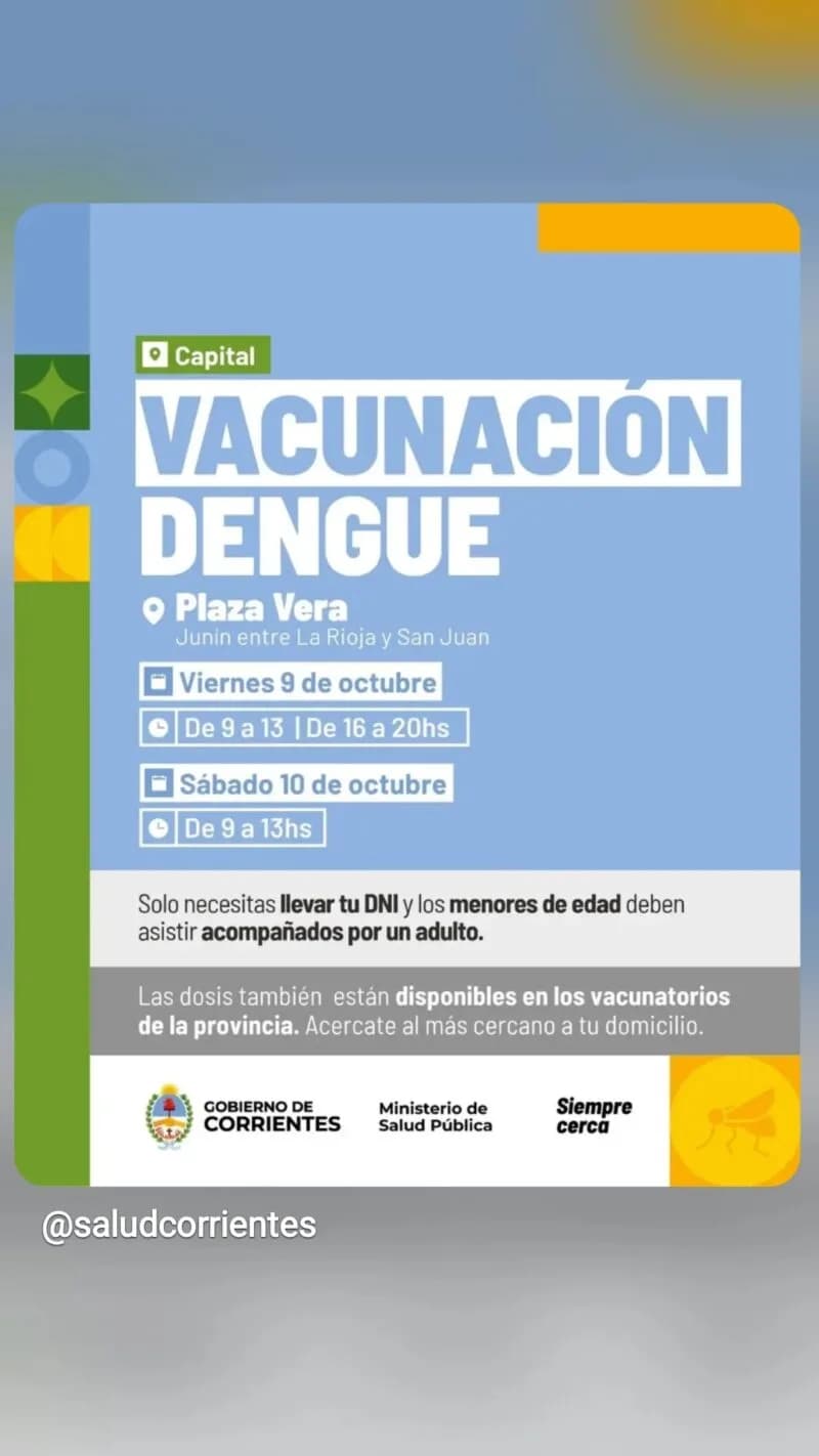 Continúa la vacunación contra el dengue en la plaza Vera