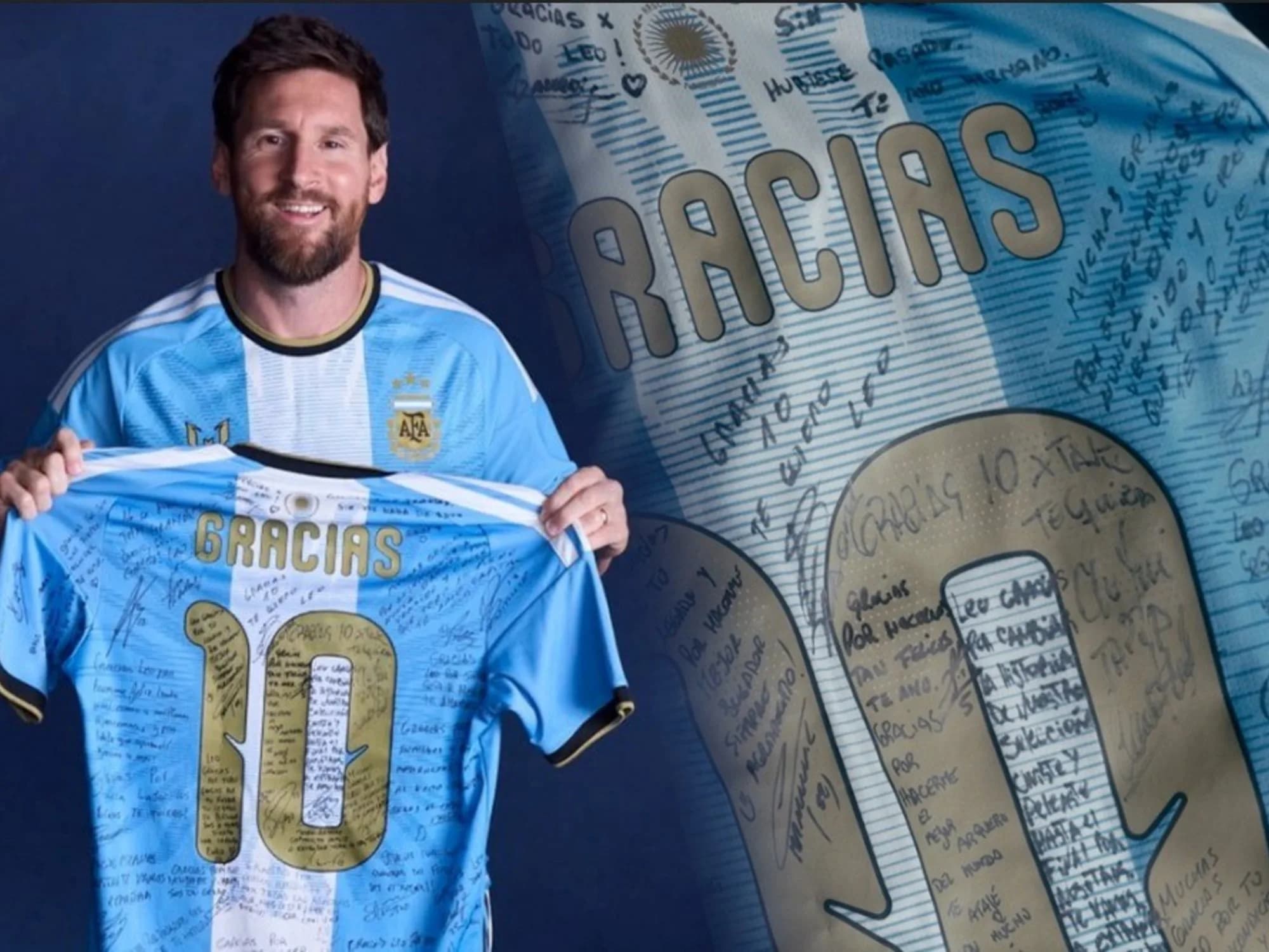 Del “te atajé con mucho corazón" a “gracias por hacerme mejor jugador”: los mensajes de los jugadores en la camiseta firmada a Lionel Messi