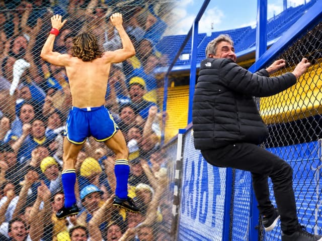 Manteca Martínez volvió a treparse al alambrado de la Bombonera para el aniversario de su histórico festejo ante River