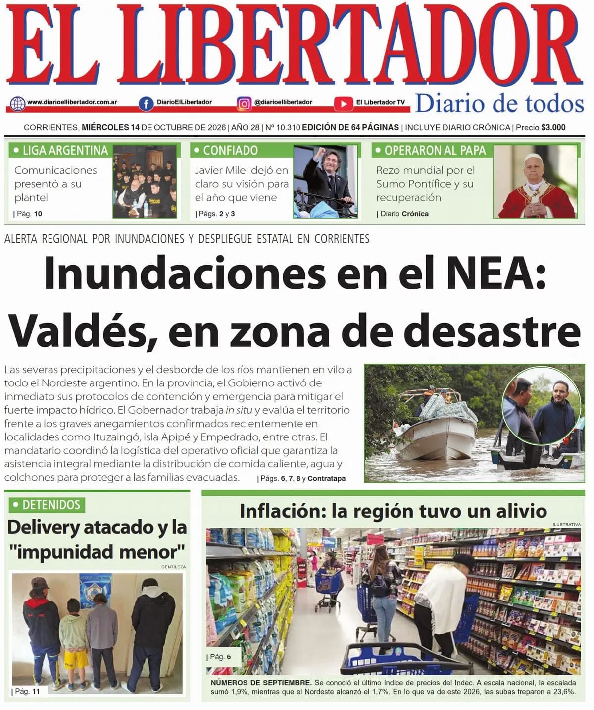 Tapa y Contratapa 14 de octubre de 2026