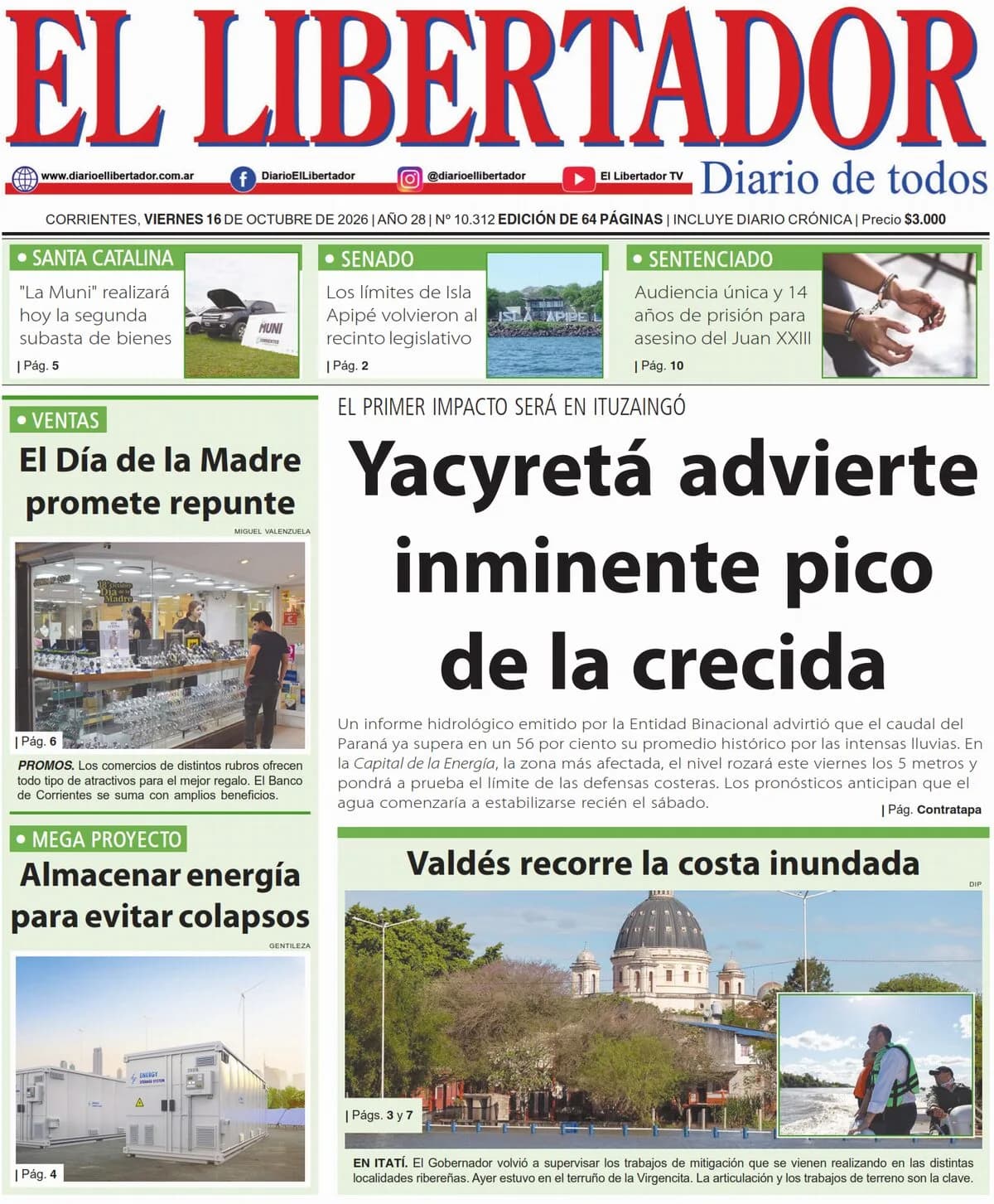 Tapa y Contratapa 16 de octubre de 2026
