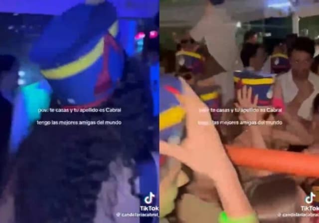 Su apellido es Cabral y sus amigas la sorprendieron con la Marcha de San Lorenzo en su boda