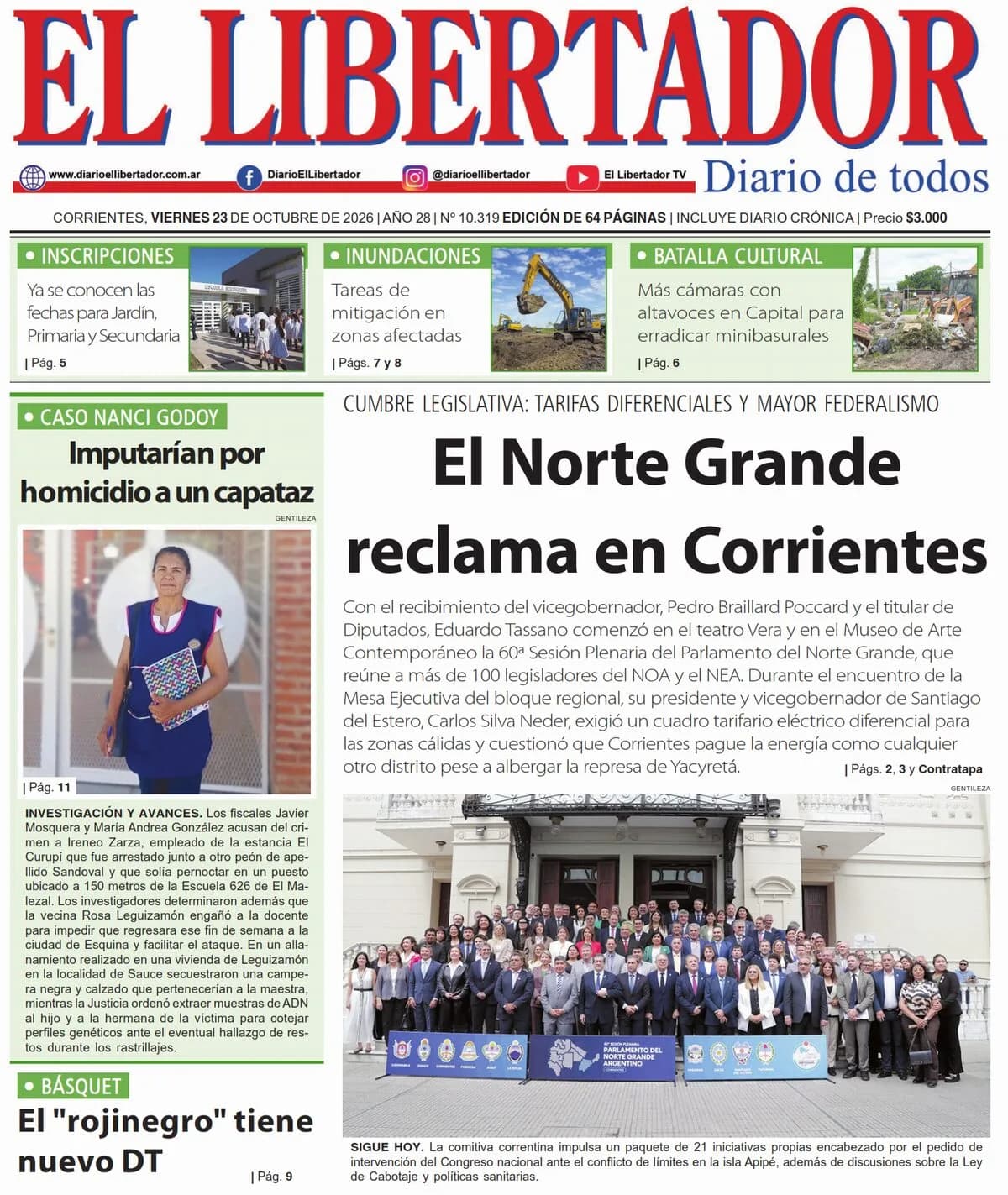 Tapa y Contratapa 23 de octubre de 2026