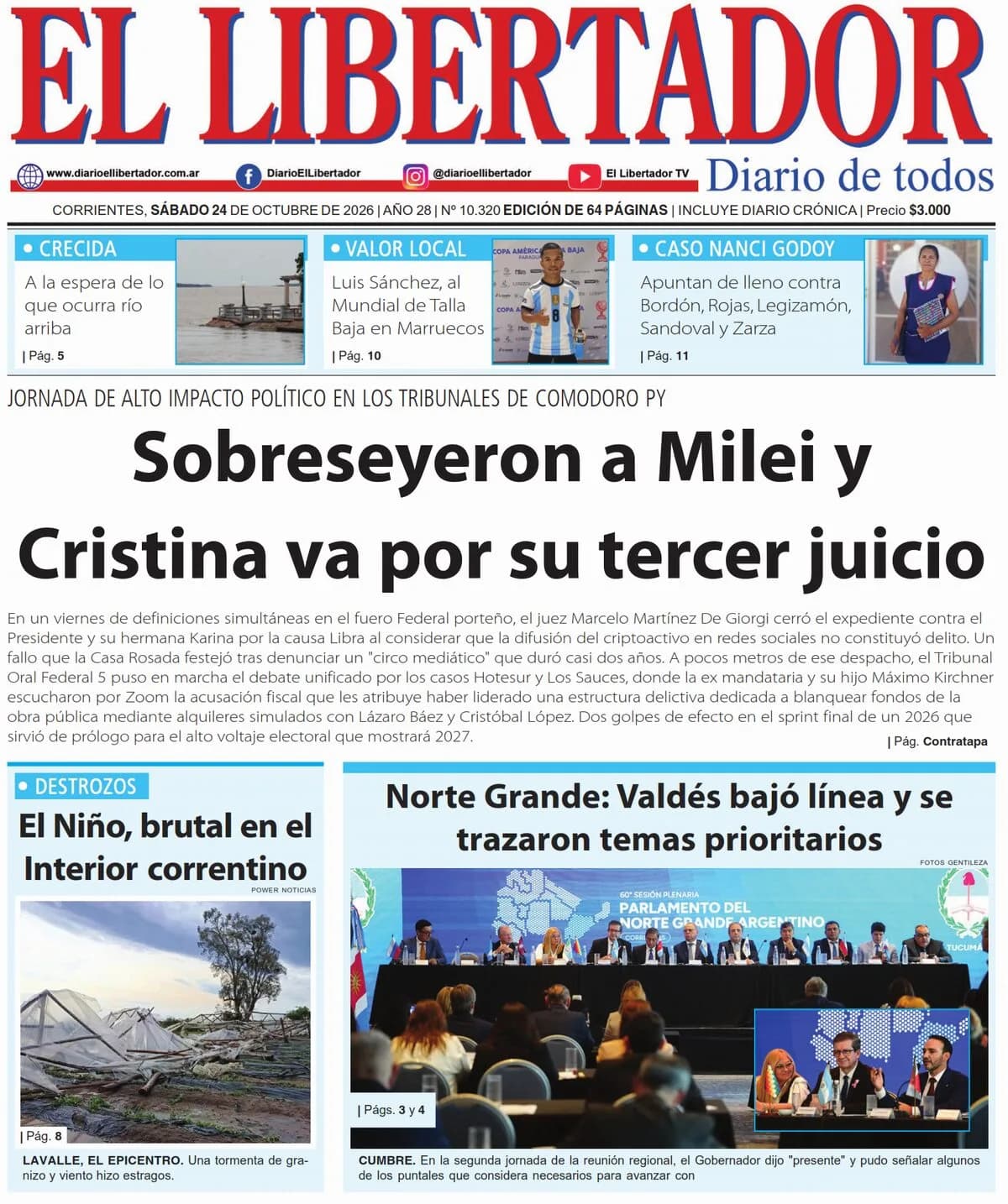 Tapa y Contratapa 24 de octubre de 2026