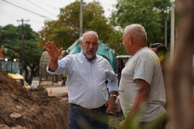 Polich supervisó obra de 600 metros de nuevos desagües pluviales en el barrio San Antonio