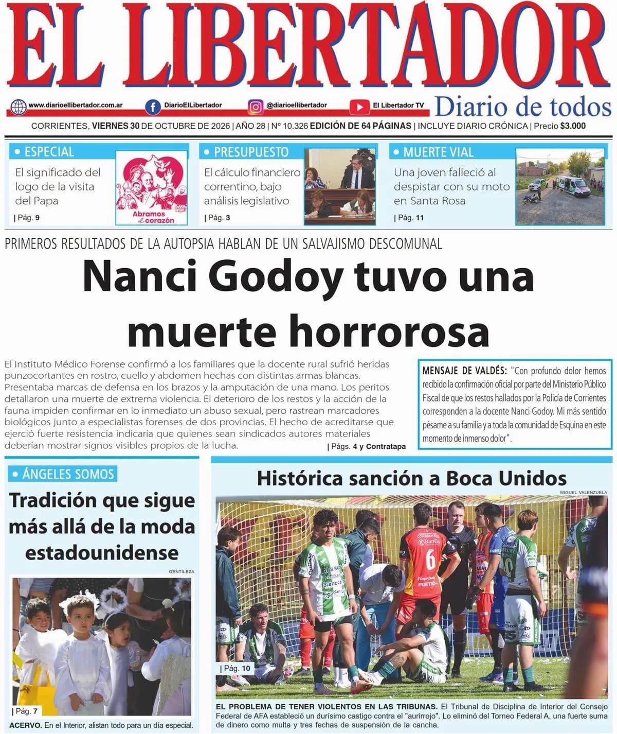 Tapa y Contratapa 30 de octubre de 2026