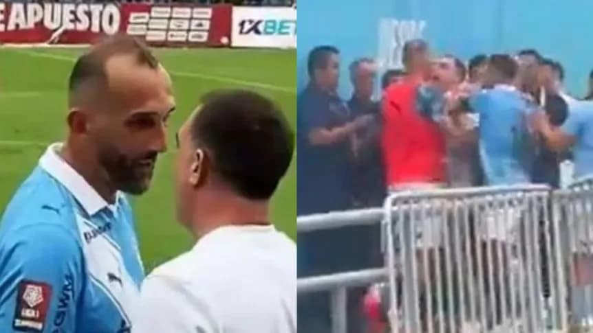 Tenso cruce y empujones: Guede y Hernán Barcos se sacaron chispas en Perú - TyC Sports