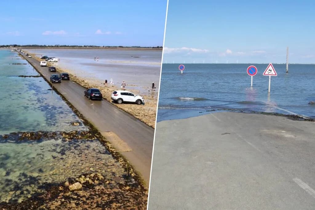 Resulta que en Francia hay una carretera que el Atlántico inunda dos veces al día. Al cruzarla, te juegas un rescate