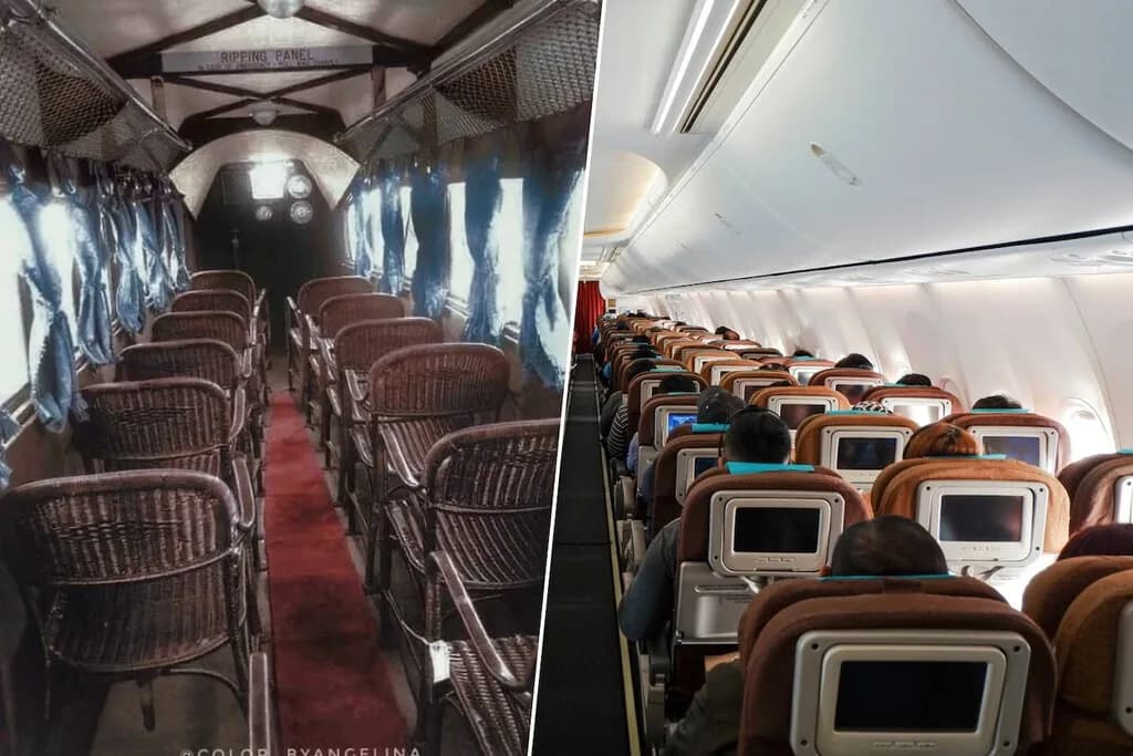 Si los asientos de avión te parecen incómodos, espera a ver los primeros: eran sillas de mimbre