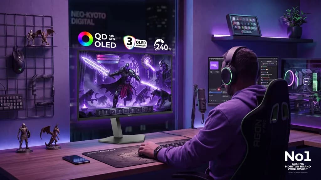 AGON tiene nuevo monitor QD-OLED para pelear en la gama prémium: tiene pantalla de 31,5 pulgadas con resolución 4K y 240 Hz