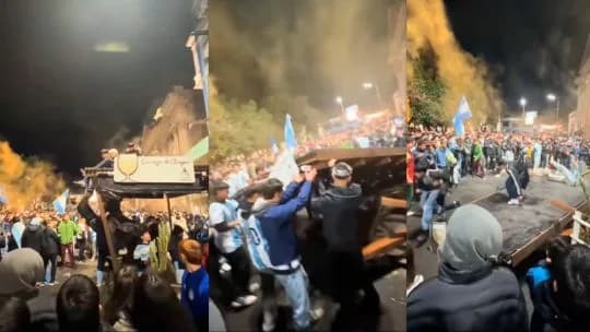 Mundial: festejando el triunfo, entrerrianos se subieron al techo de un bar "y se fueron al descenso"
