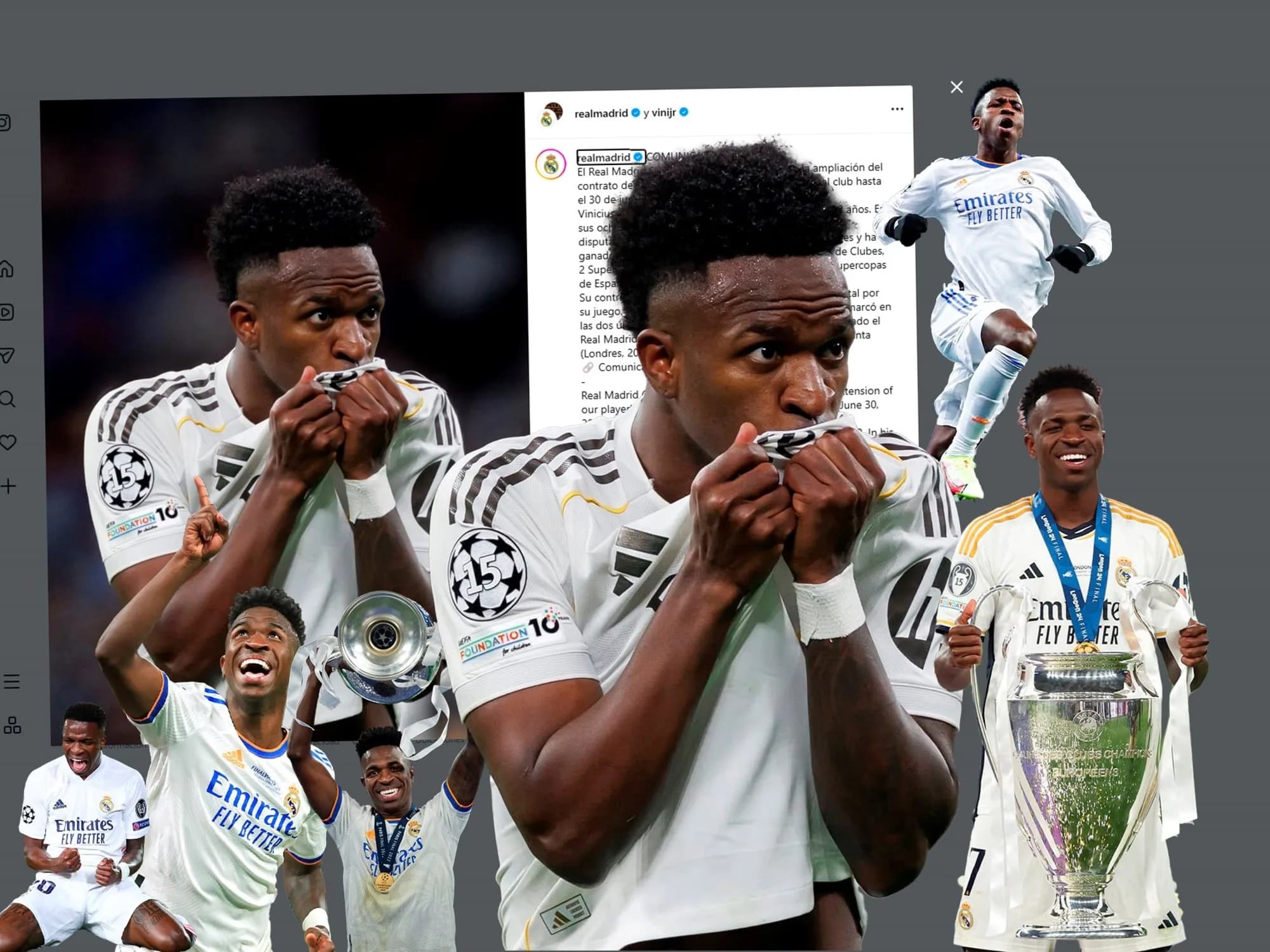 Tras el anuncio del Real Madrid, Vinícius reapareció en Instagram